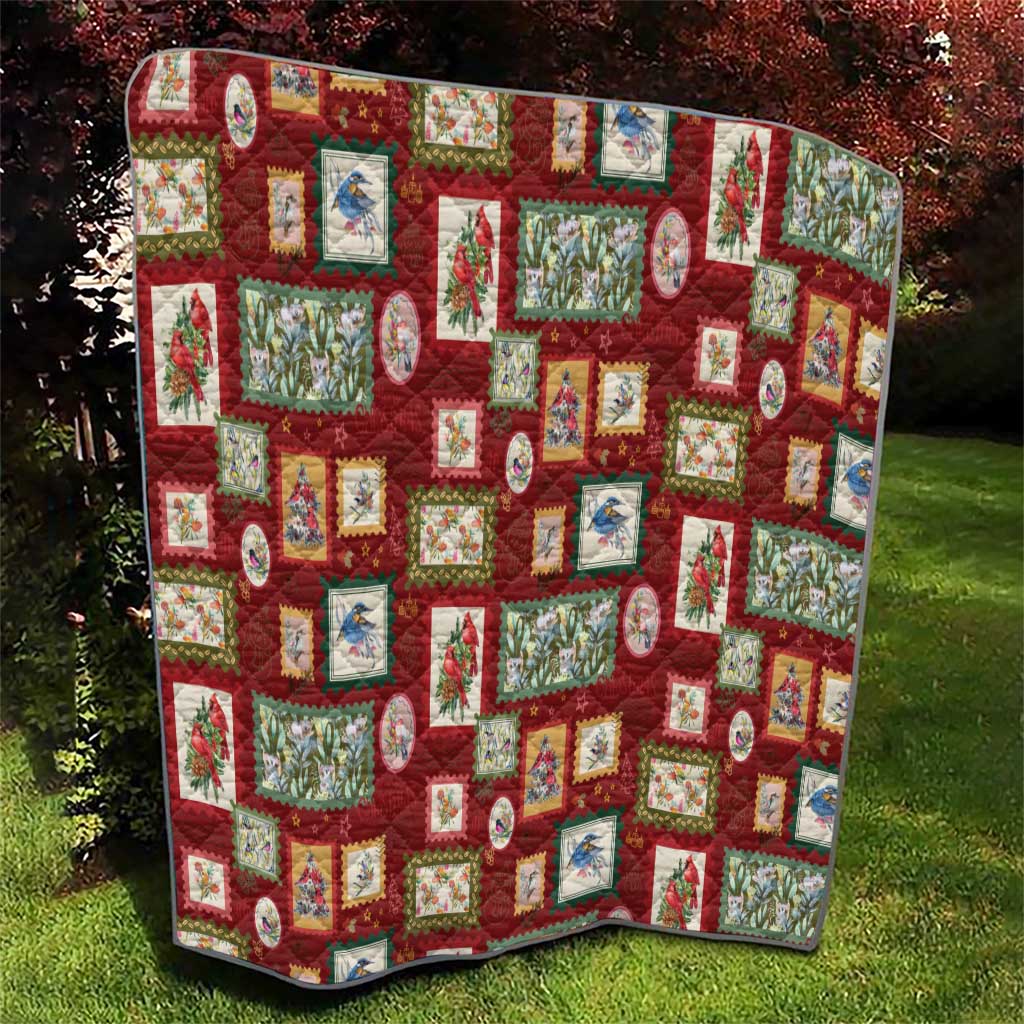 Aussie Birds Christmas La La Land Quilt Red Vintage Stamp Edition - Aussie Hoodie