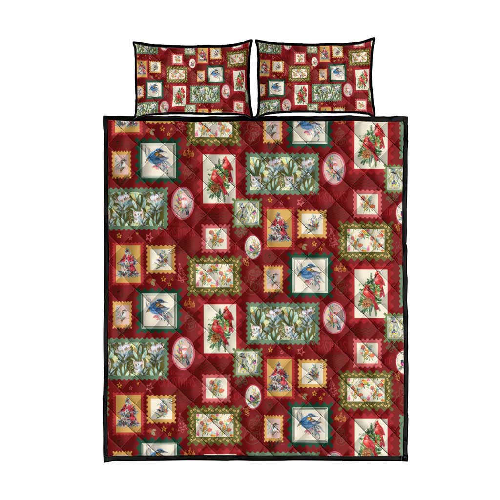Aussie Birds Christmas La La Land Quilt Bed Set Red Vintage Stamp Edition - Aussie Hoodie