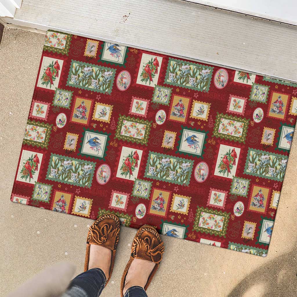 Aussie Birds Christmas La La Land Rubber Doormat Red Vintage Stamp Edition - Aussie Hoodie