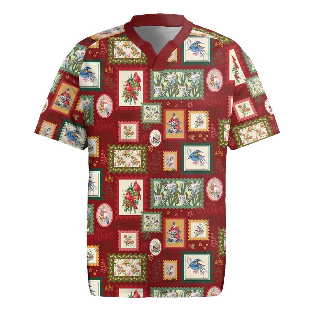 Aussie Birds Christmas La La Land Rugby Jersey Red Vintage Stamp Edition - Aussie Hoodie