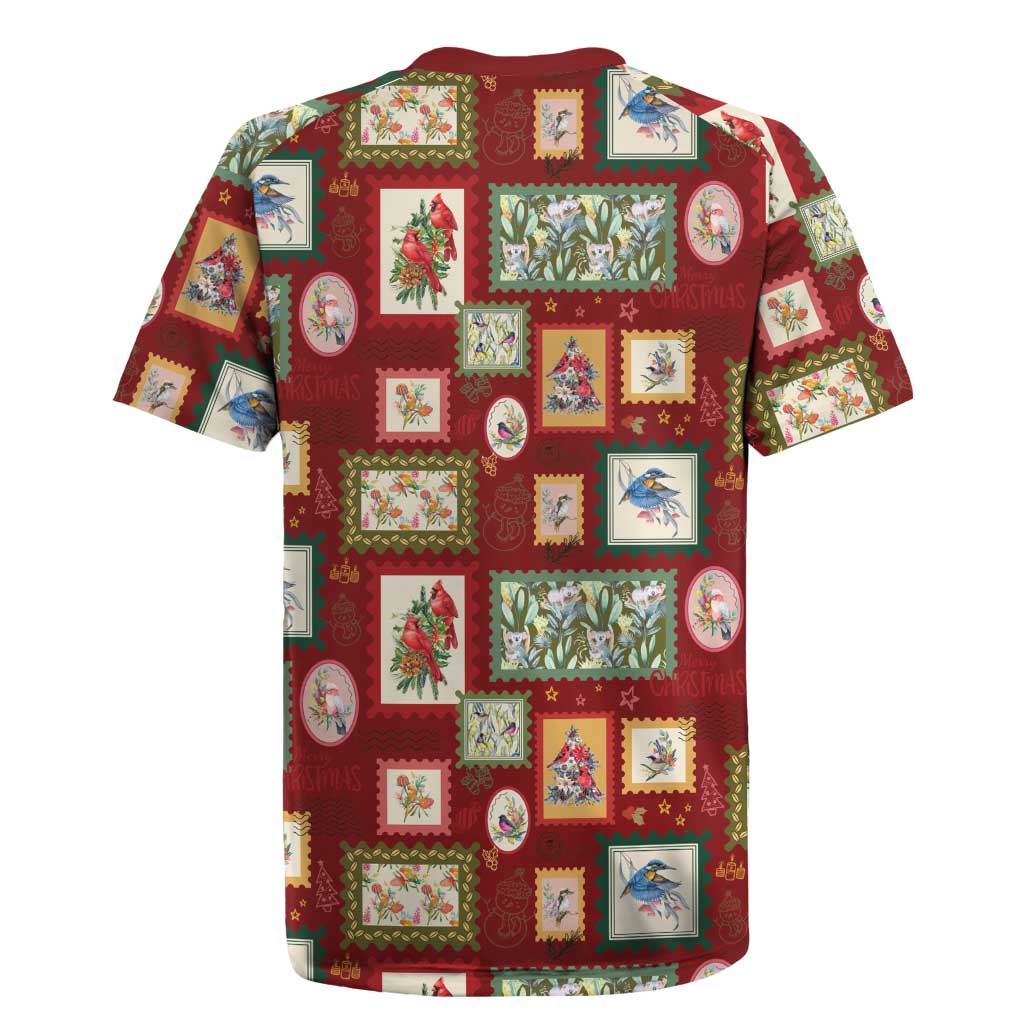 Aussie Birds Christmas La La Land Rugby Jersey Red Vintage Stamp Edition - Aussie Hoodie