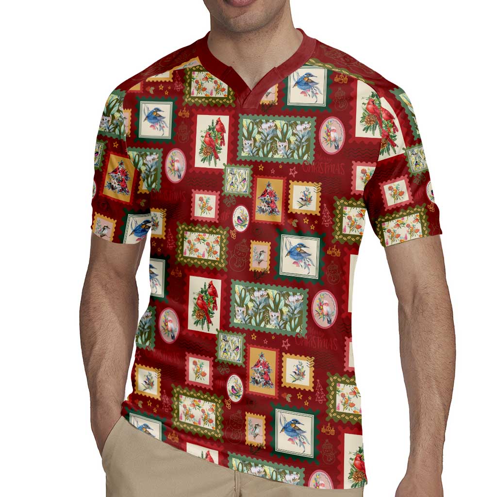 Aussie Birds Christmas La La Land Rugby Jersey Red Vintage Stamp Edition - Aussie Hoodie