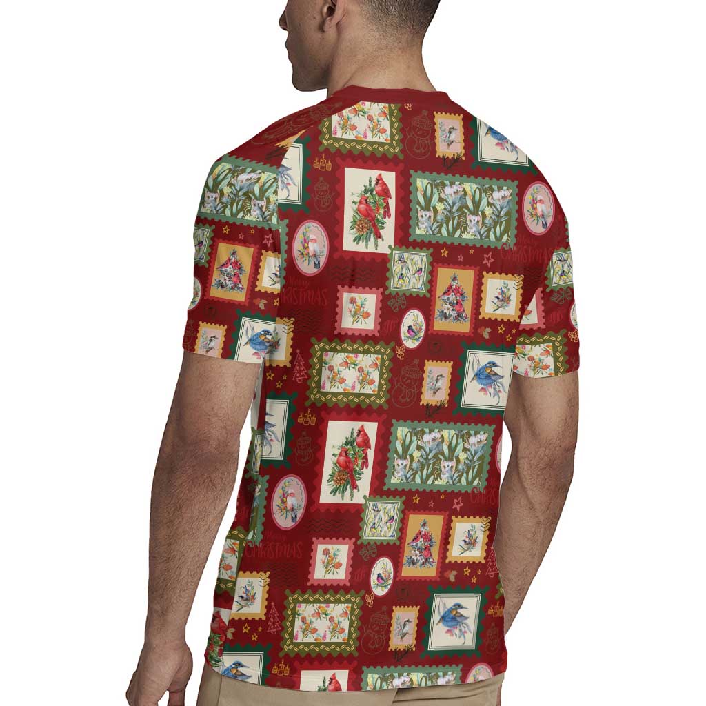 Aussie Birds Christmas La La Land Rugby Jersey Red Vintage Stamp Edition - Aussie Hoodie
