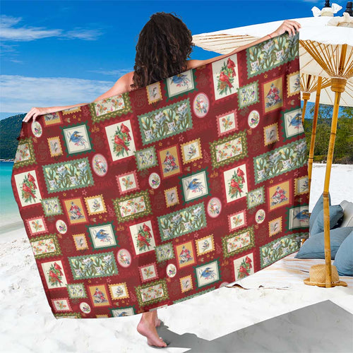 Aussie Birds Christmas La La Land Sarong Red Vintage Stamp Edition - Aussie Hoodie