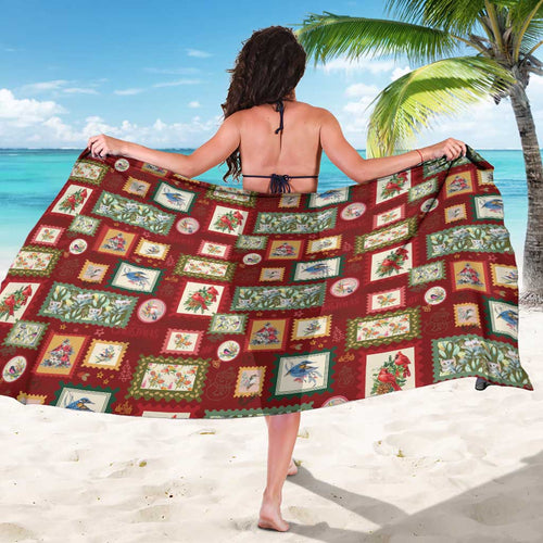 Aussie Birds Christmas La La Land Sarong Red Vintage Stamp Edition - Aussie Hoodie