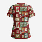 Aussie Birds Christmas La La Land Scrub Top Red Vintage Stamp Edition - Aussie Hoodie