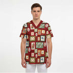 Aussie Birds Christmas La La Land Scrub Top Red Vintage Stamp Edition - Aussie Hoodie