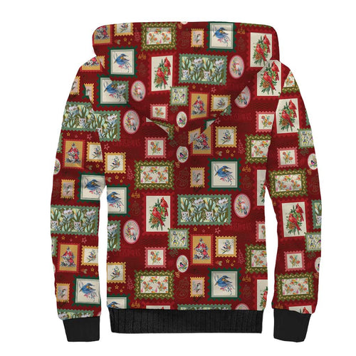 Aussie Birds Christmas La La Land Sherpa Hoodie Red Vintage Stamp Edition - Aussie Hoodie