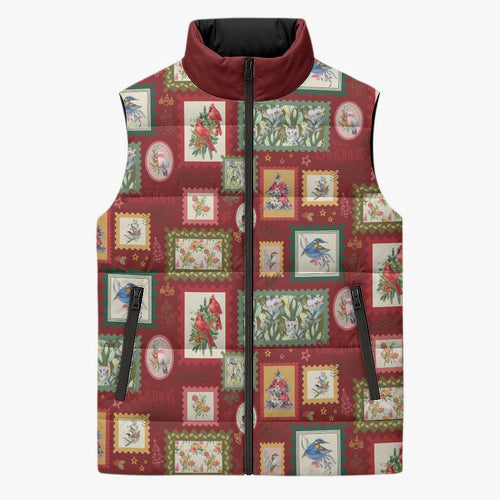 Aussie Birds Christmas La La Land Sleeveless Puffer Jacket Red Vintage Stamp Edition - Aussie Hoodie
