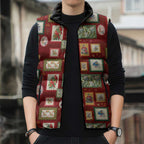 Aussie Birds Christmas La La Land Sleeveless Puffer Jacket Red Vintage Stamp Edition - Aussie Hoodie