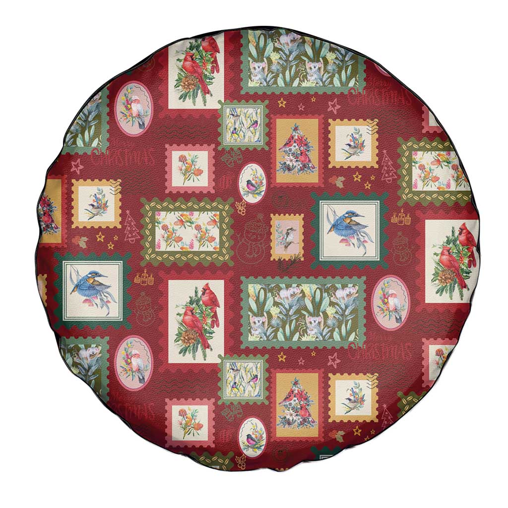 Aussie Birds Christmas La La Land Spare Tire Cover Red Vintage Stamp Edition - Aussie Hoodie