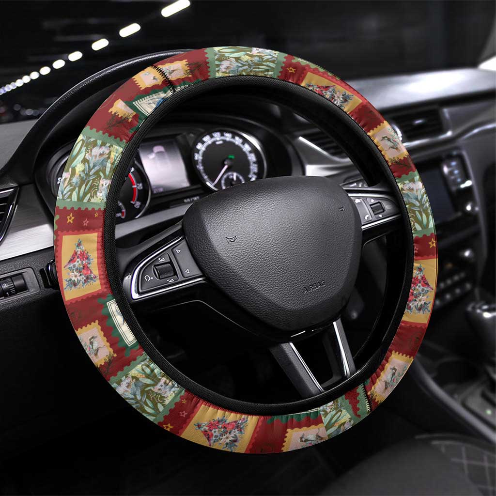 Aussie Birds Christmas La La Land Steering Wheel Cover Red Vintage Stamp Edition - Aussie Hoodie