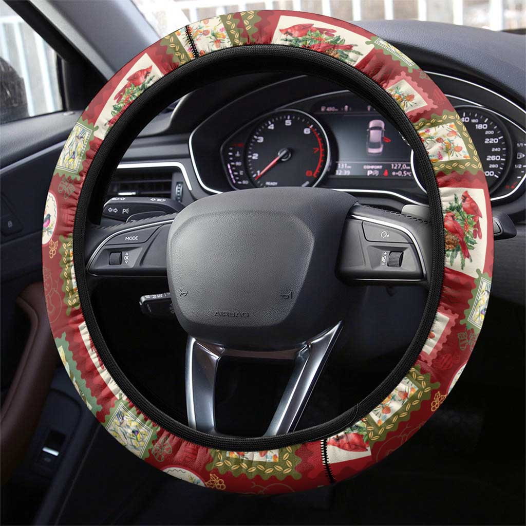 Aussie Birds Christmas La La Land Steering Wheel Cover Red Vintage Stamp Edition - Aussie Hoodie