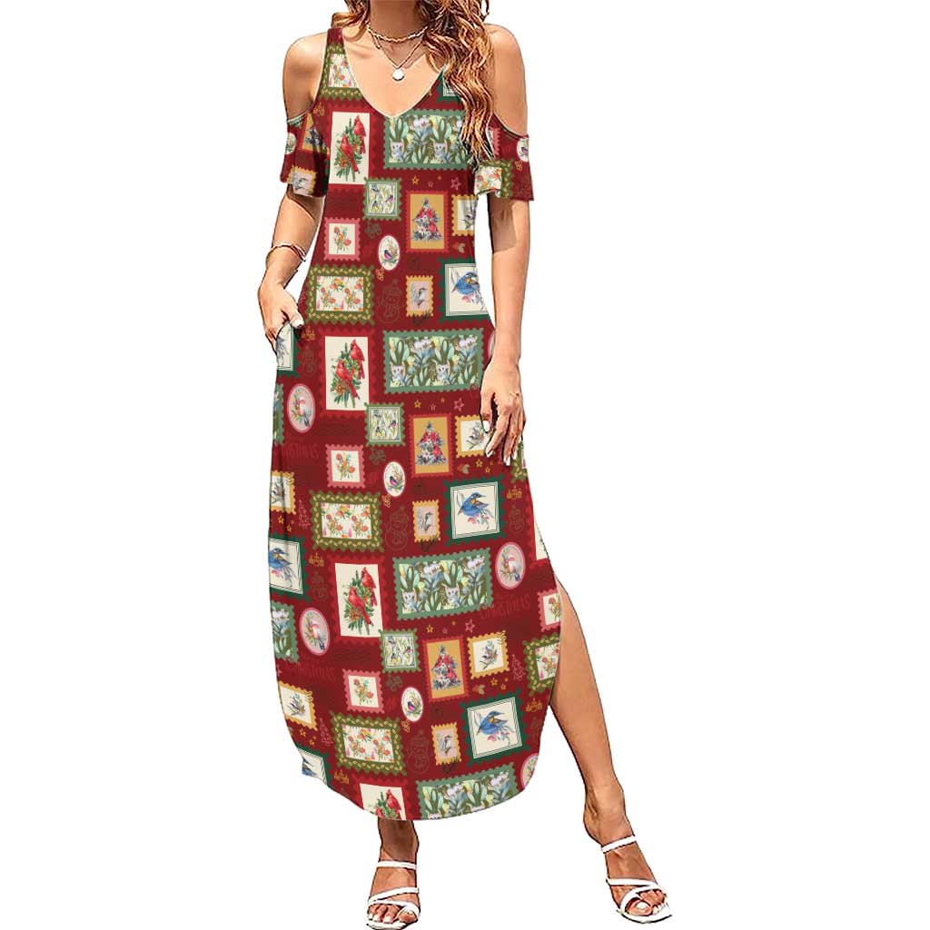 Aussie Birds Christmas La La Land Summer Maxi Dress Red Vintage Stamp Edition - Aussie Hoodie