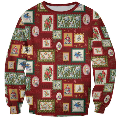 Aussie Birds Christmas La La Land Sweatshirt Red Vintage Stamp Edition - Aussie Hoodie