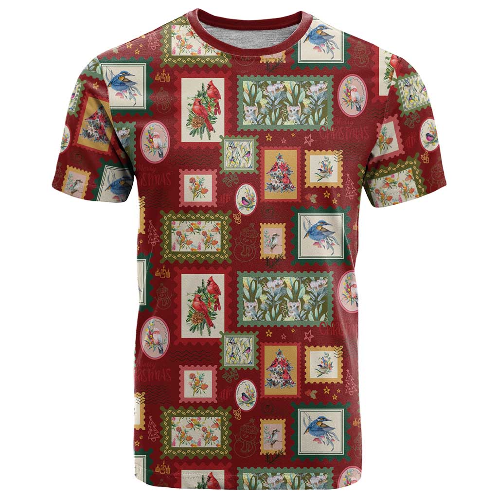 Aussie Birds Christmas La La Land T Shirt Red Vintage Stamp Edition - Aussie Hoodie