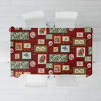 Aussie Birds Christmas La La Land Tablecloth Red Vintage Stamp Edition - Aussie Hoodie