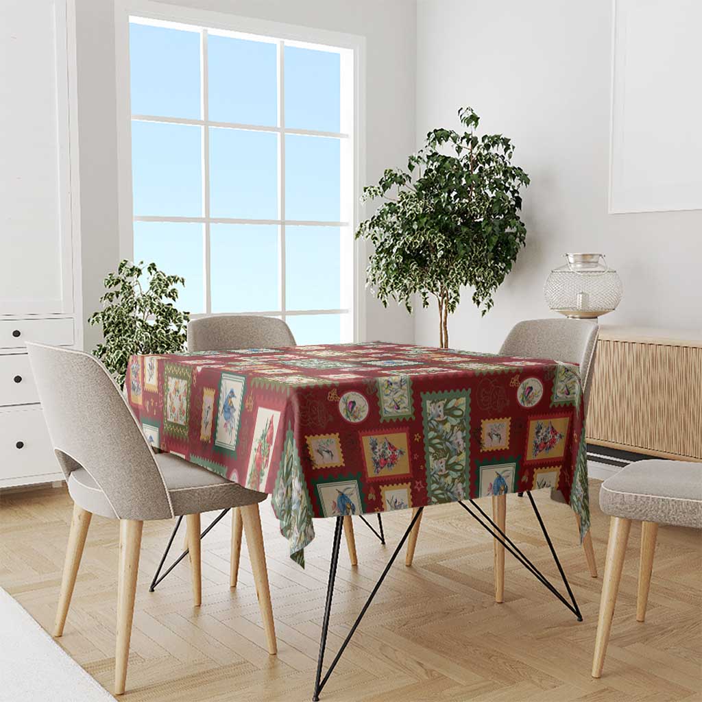 Aussie Birds Christmas La La Land Tablecloth Red Vintage Stamp Edition - Aussie Hoodie