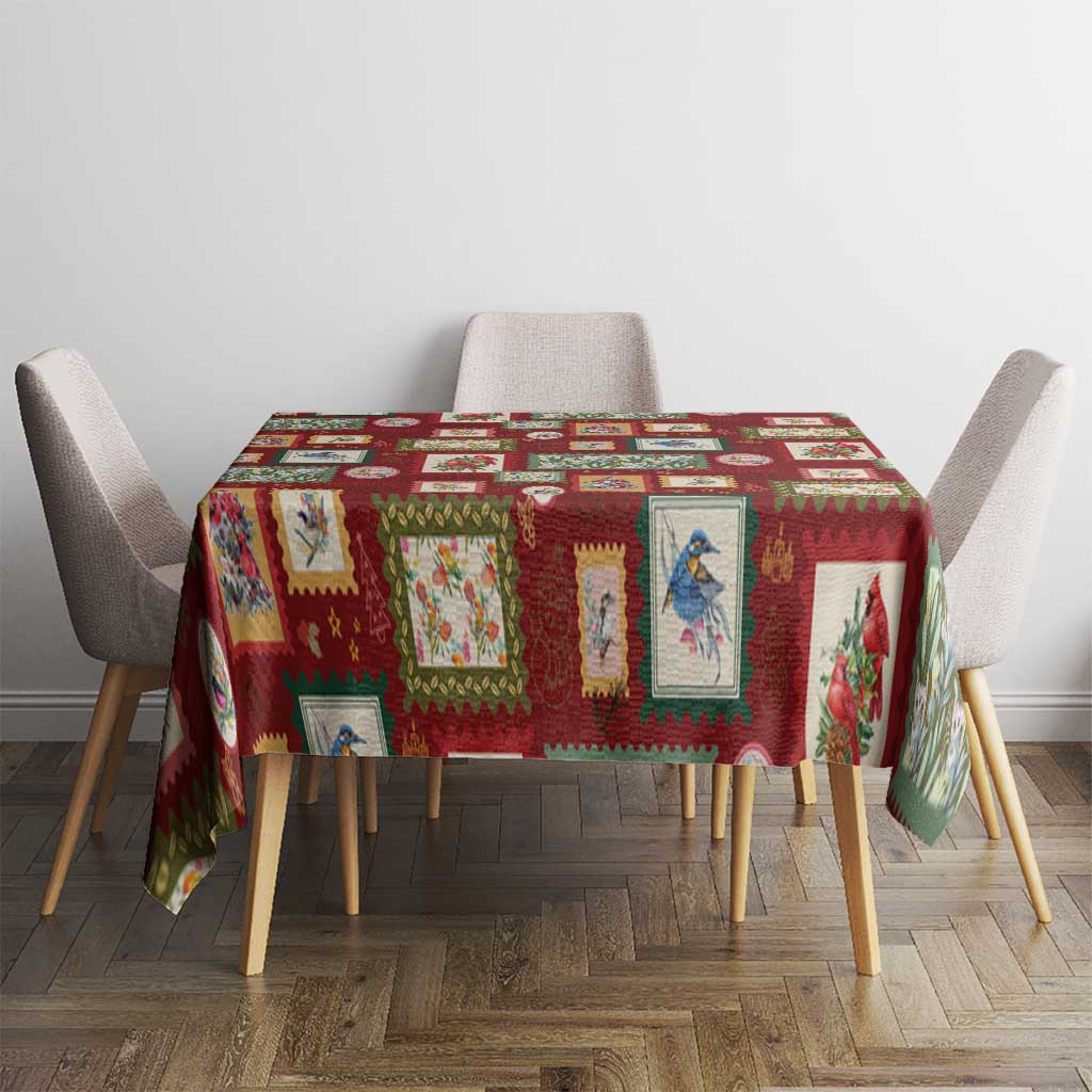Aussie Birds Christmas La La Land Tablecloth Red Vintage Stamp Edition - Aussie Hoodie