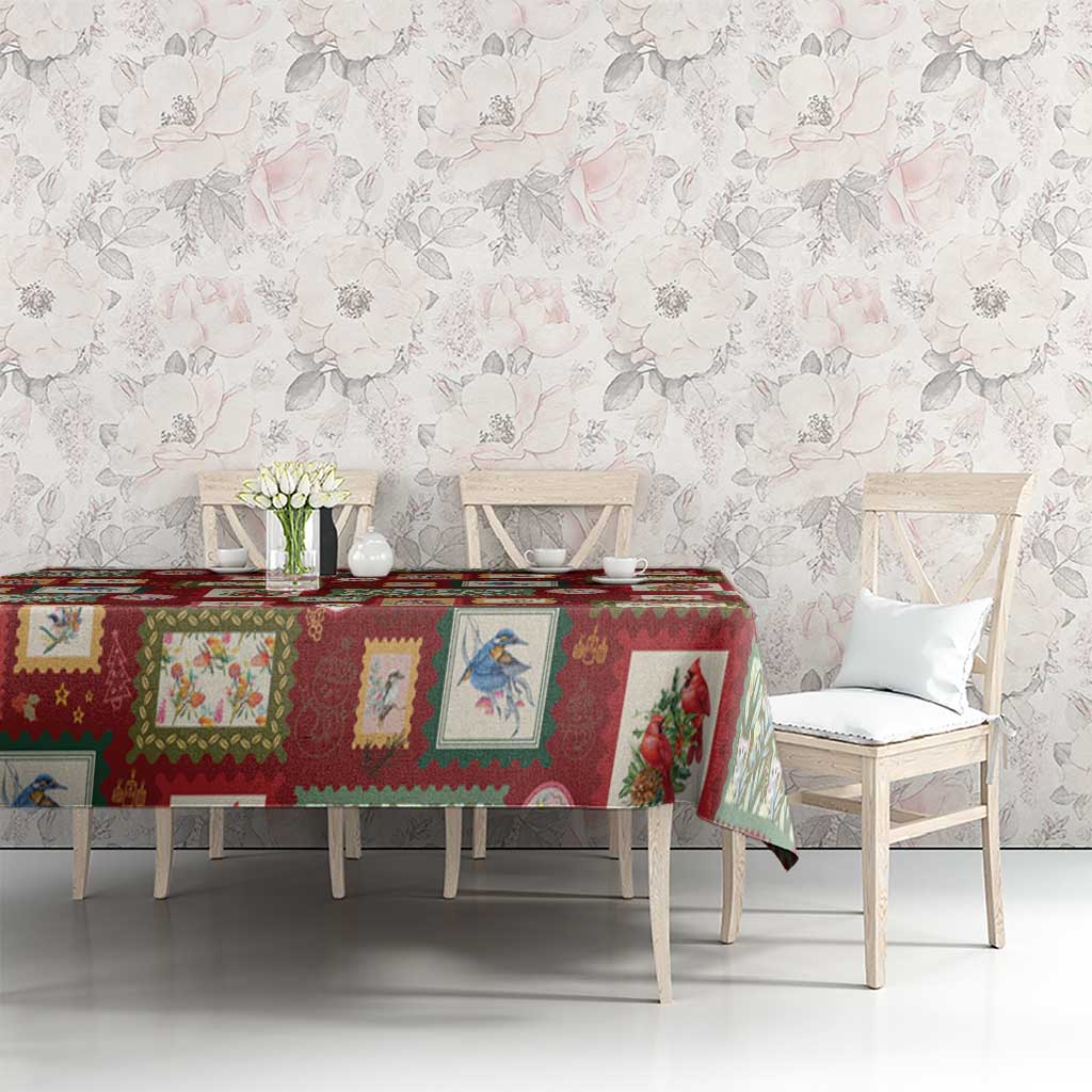 Aussie Birds Christmas La La Land Tablecloth Red Vintage Stamp Edition - Aussie Hoodie