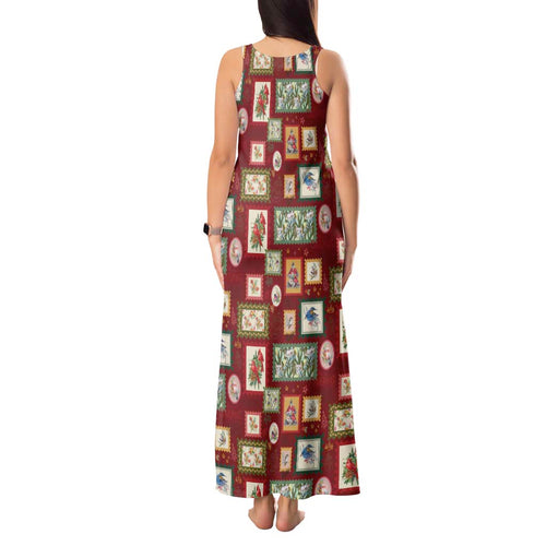 Aussie Birds Christmas La La Land Tank Maxi Dress Red Vintage Stamp Edition - Aussie Hoodie