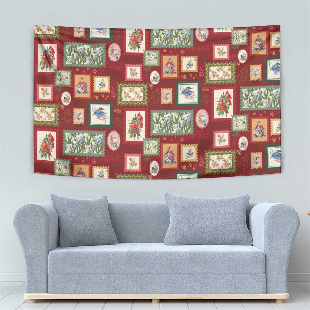 Aussie Birds Christmas La La Land Tapestry Red Vintage Stamp Edition - Aussie Hoodie