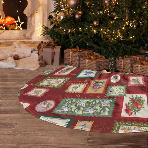 Aussie Birds Christmas La La Land Tree Skirt Red Vintage Stamp Edition - Aussie Hoodie