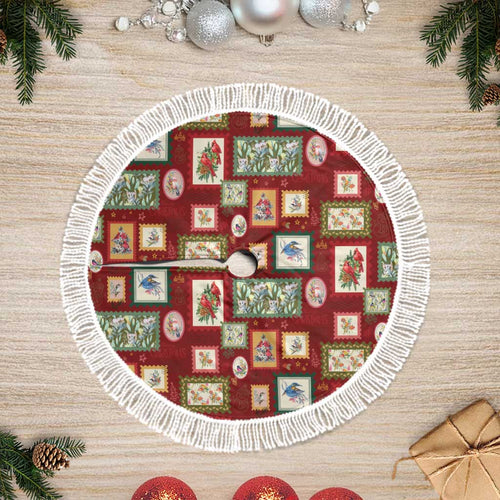 Aussie Birds Christmas La La Land Tree Skirt Red Vintage Stamp Edition - Aussie Hoodie