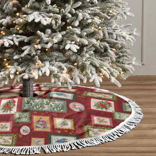 Aussie Birds Christmas La La Land Tree Skirt Red Vintage Stamp Edition - Aussie Hoodie