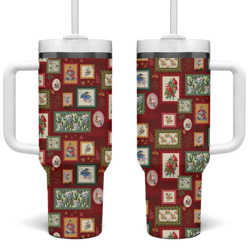 Aussie Birds Christmas La La Land Tumbler With Handle Red Vintage Stamp Edition - Aussie Hoodie