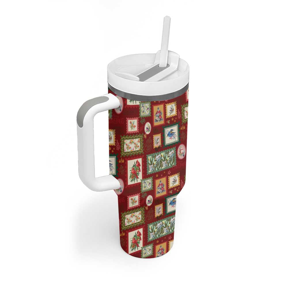 Aussie Birds Christmas La La Land Tumbler With Handle Red Vintage Stamp Edition - Aussie Hoodie