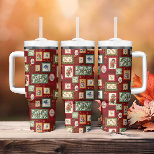 Aussie Birds Christmas La La Land Tumbler With Handle Red Vintage Stamp Edition - Aussie Hoodie