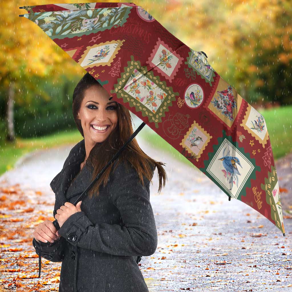 Aussie Birds Christmas La La Land Umbrella Red Vintage Stamp Edition - Aussie Hoodie