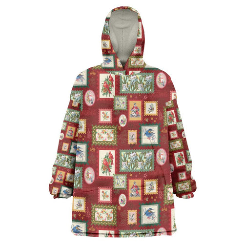 Aussie Birds Christmas La La Land Wearable Blanket Hoodie Red Vintage Stamp Edition - Aussie Hoodie