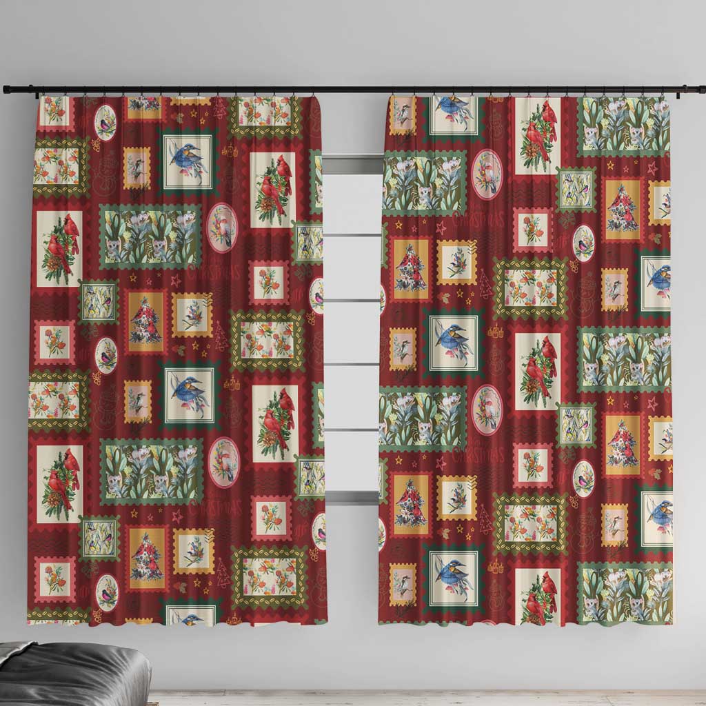 Aussie Birds Christmas La La Land Window Curtain Red Vintage Stamp Edition - Aussie Hoodie