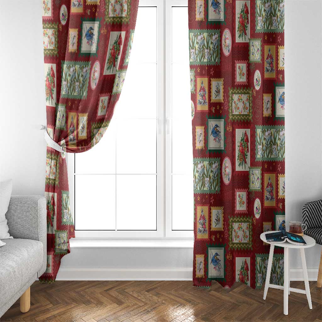 Aussie Birds Christmas La La Land Window Curtain Red Vintage Stamp Edition - Aussie Hoodie