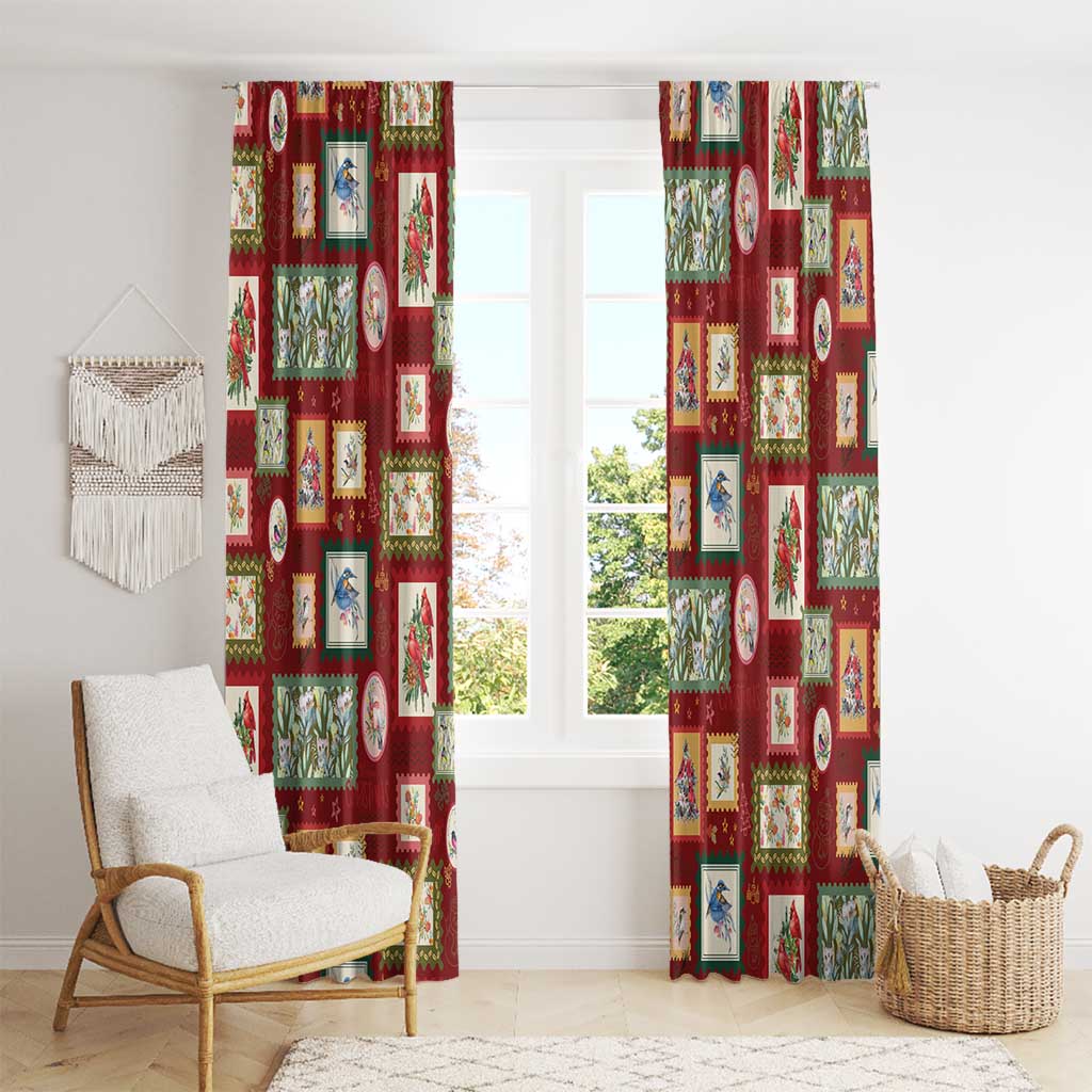 Aussie Birds Christmas La La Land Window Curtain Red Vintage Stamp Edition - Aussie Hoodie
