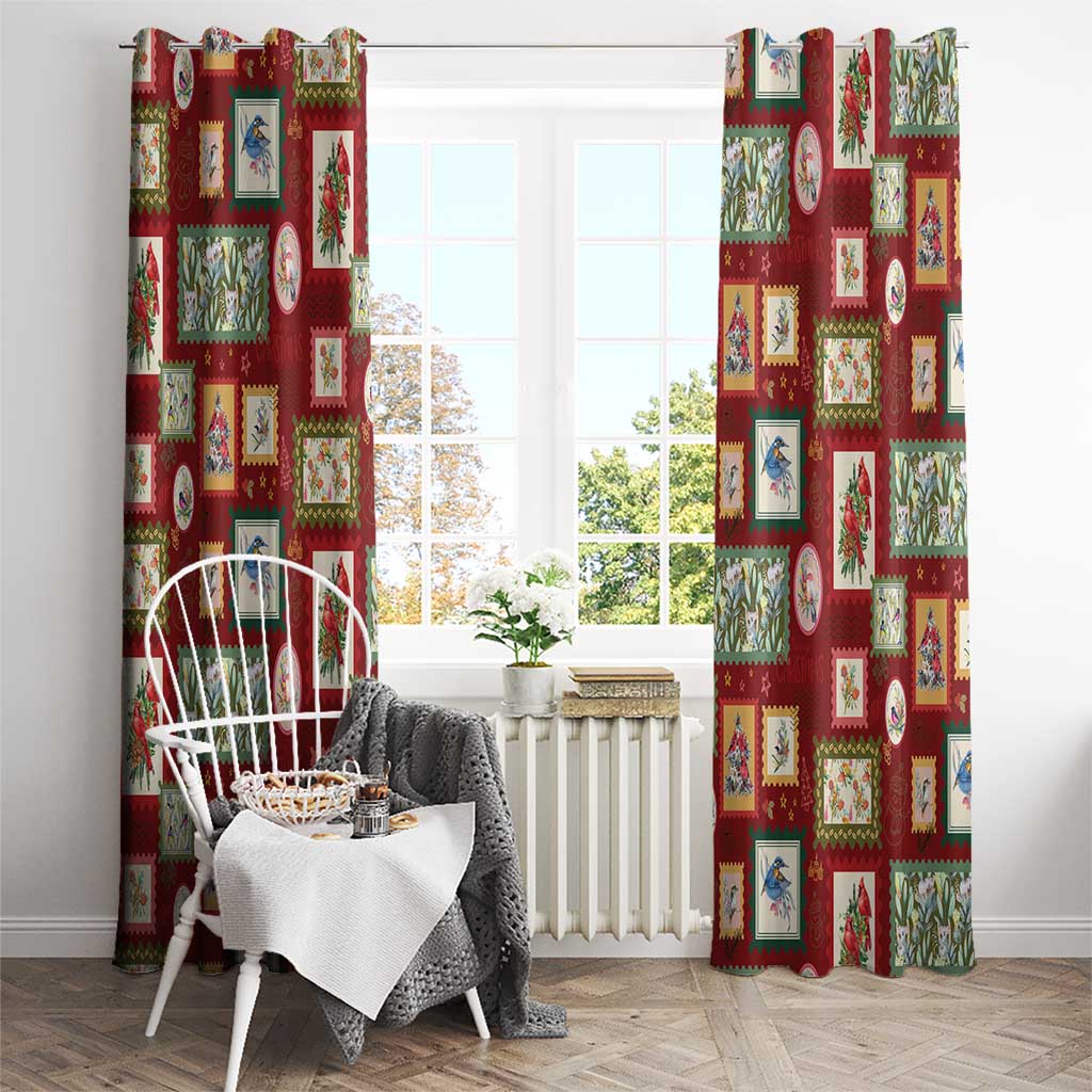 Aussie Birds Christmas La La Land Window Curtain Red Vintage Stamp Edition - Aussie Hoodie