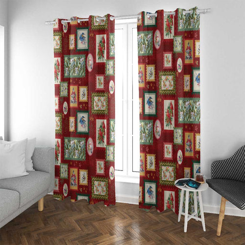Aussie Birds Christmas La La Land Window Curtain Red Vintage Stamp Edition - Aussie Hoodie
