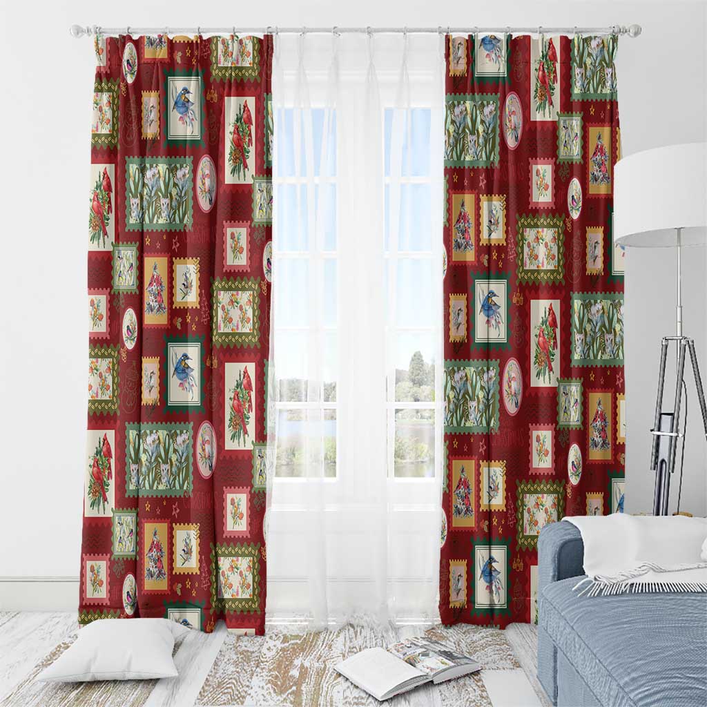 Aussie Birds Christmas La La Land Window Curtain Red Vintage Stamp Edition - Aussie Hoodie