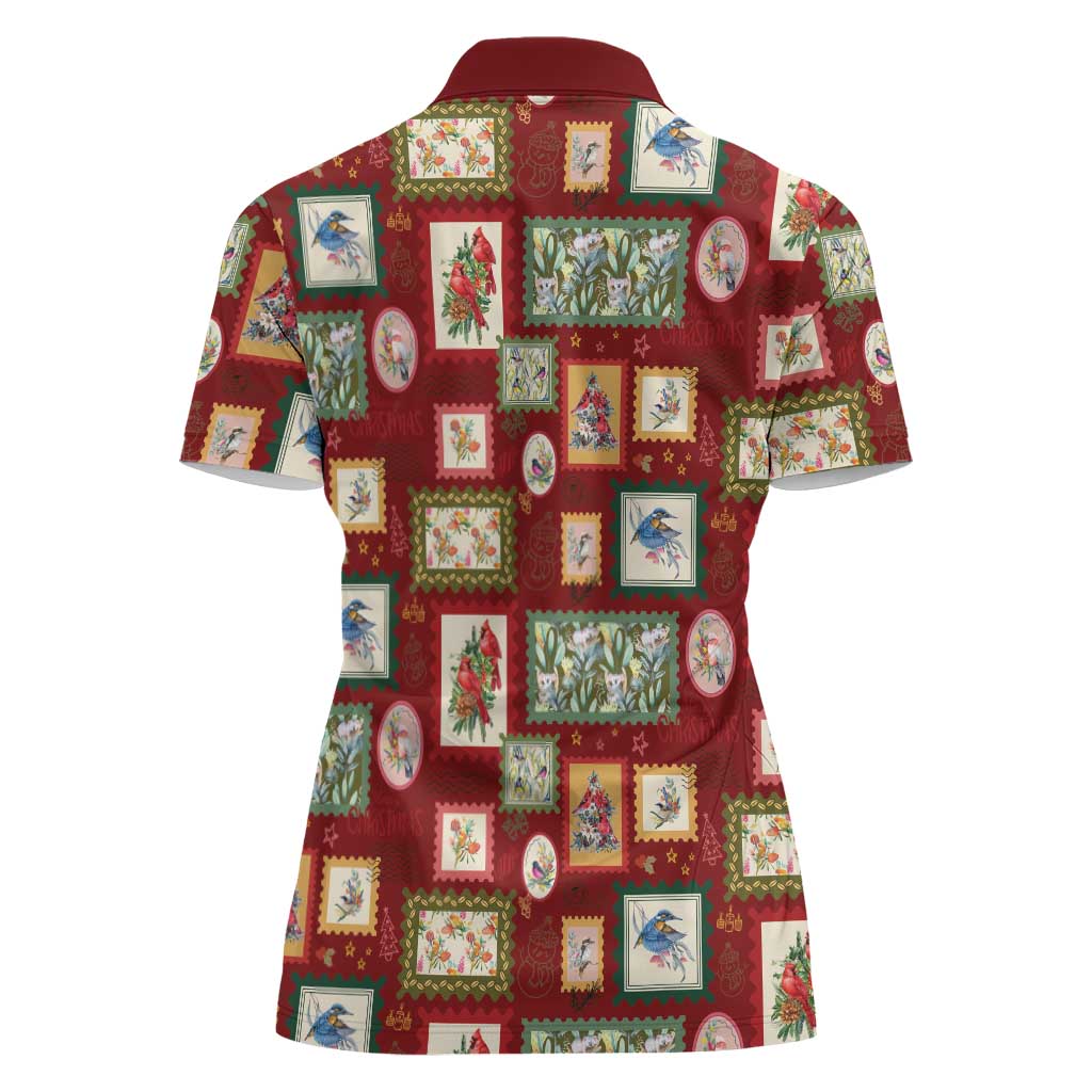 Aussie Birds Christmas La La Land Women Polo Shirt Red Vintage Stamp Edition - Aussie Hoodie