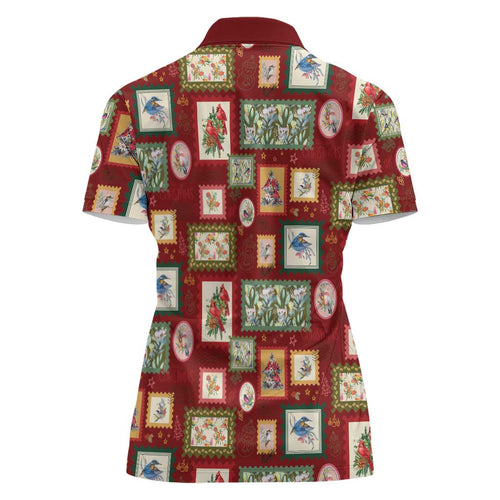 Aussie Birds Christmas La La Land Women Polo Shirt Red Vintage Stamp Edition - Aussie Hoodie