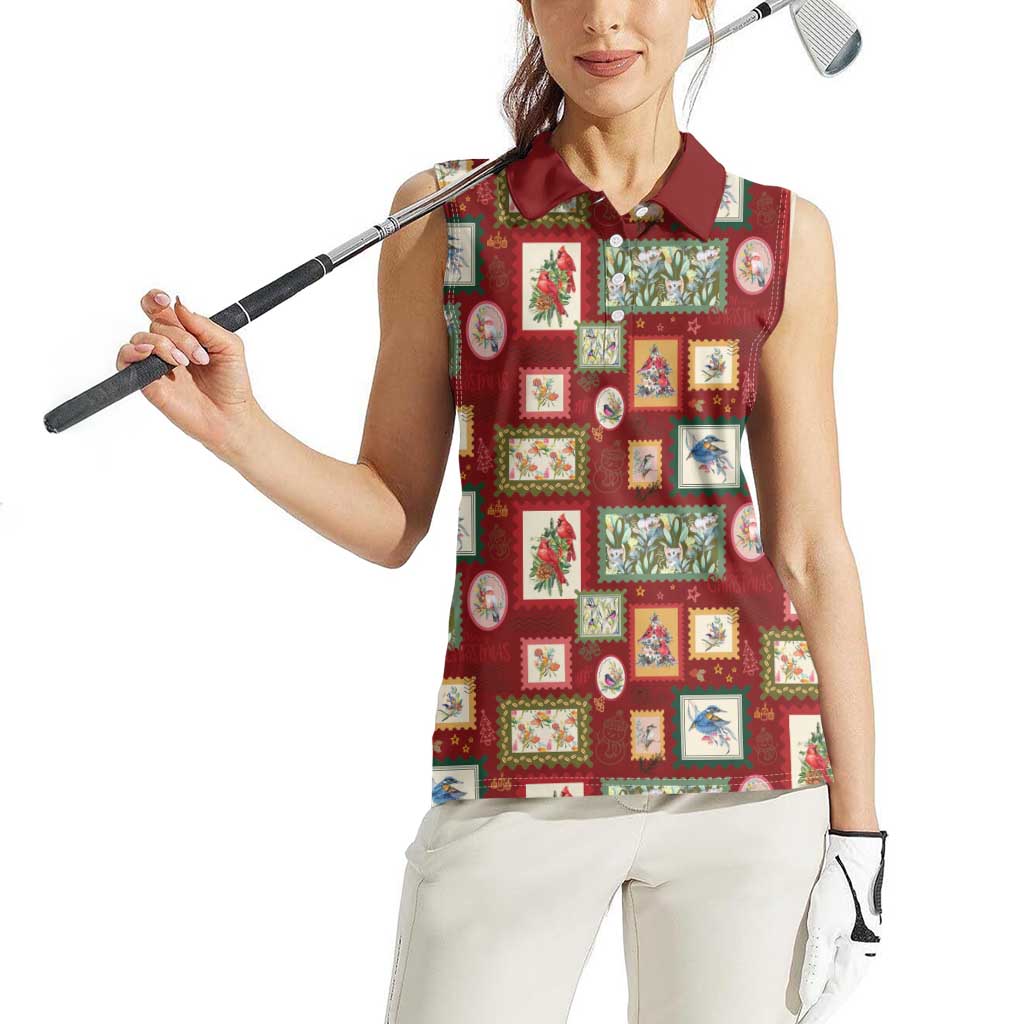 Aussie Birds Christmas La La Land Women Sleeveless Polo Shirt Red Vintage Stamp Edition - Aussie Hoodie