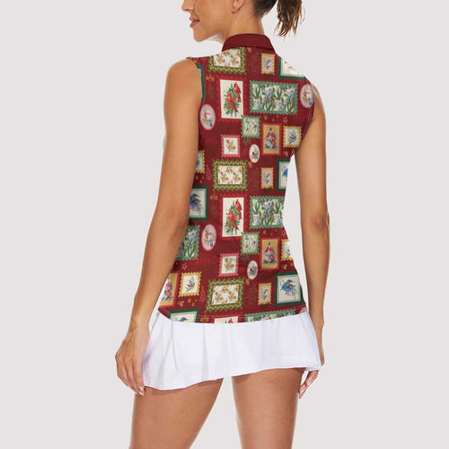 Aussie Birds Christmas La La Land Women Sleeveless Polo Shirt Red Vintage Stamp Edition - Aussie Hoodie