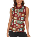 Aussie Birds Christmas La La Land Women Sleeveless Polo Shirt Red Vintage Stamp Edition - Aussie Hoodie