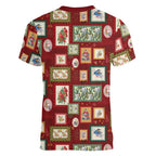 Aussie Birds Christmas La La Land Women V-Neck T-Shirt Red Vintage Stamp Edition - Aussie Hoodie