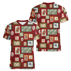 Aussie Birds Christmas La La Land Women V-Neck T-Shirt Red Vintage Stamp Edition - Aussie Hoodie
