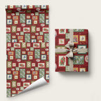 Aussie Birds Christmas La La Land Wrapping Paper Red Vintage Stamp Edition - Aussie Hoodie