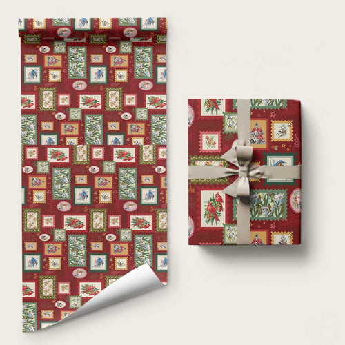 Aussie Birds Christmas La La Land Wrapping Paper Red Vintage Stamp Edition - Aussie Hoodie