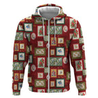 Aussie Birds Christmas La La Land Zip Hoodie Red Vintage Stamp Edition - Aussie Hoodie
